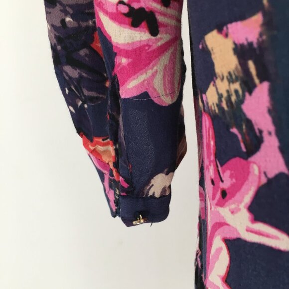 MAEVE Anthropologie Multi-Color Floral Print 3/4 Sleeve Pleats Dress/Long Shirt - Picture 12 of 12